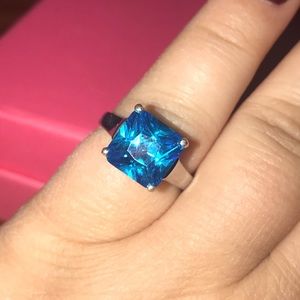 Blue square cut ring size 8